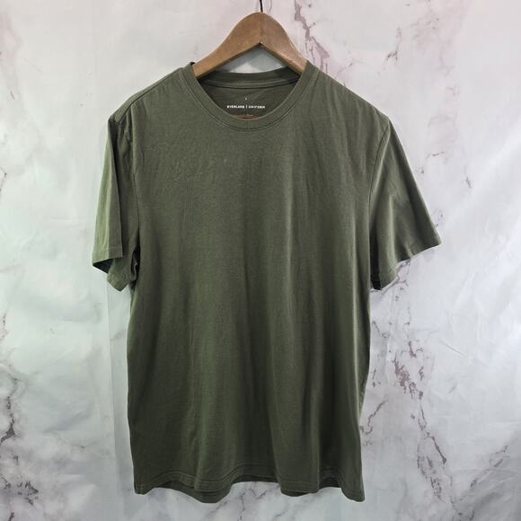 Everlane T Shirt Mens Army Green Short Sleeve Crew Organic Cotton Lightweight - Picture 2 of 9
